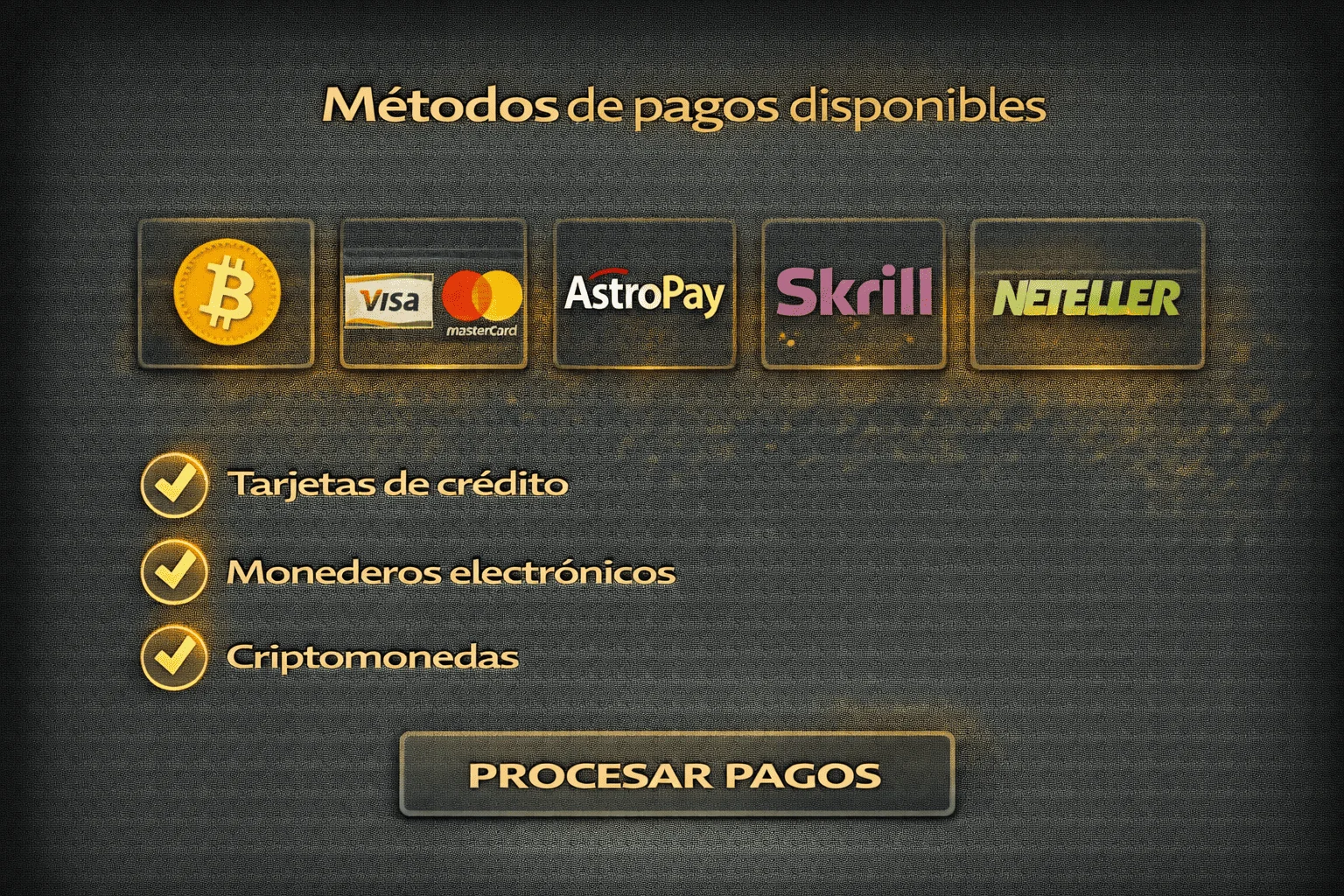 Métodos de pagos disponibles Métodos de pagos disponibles