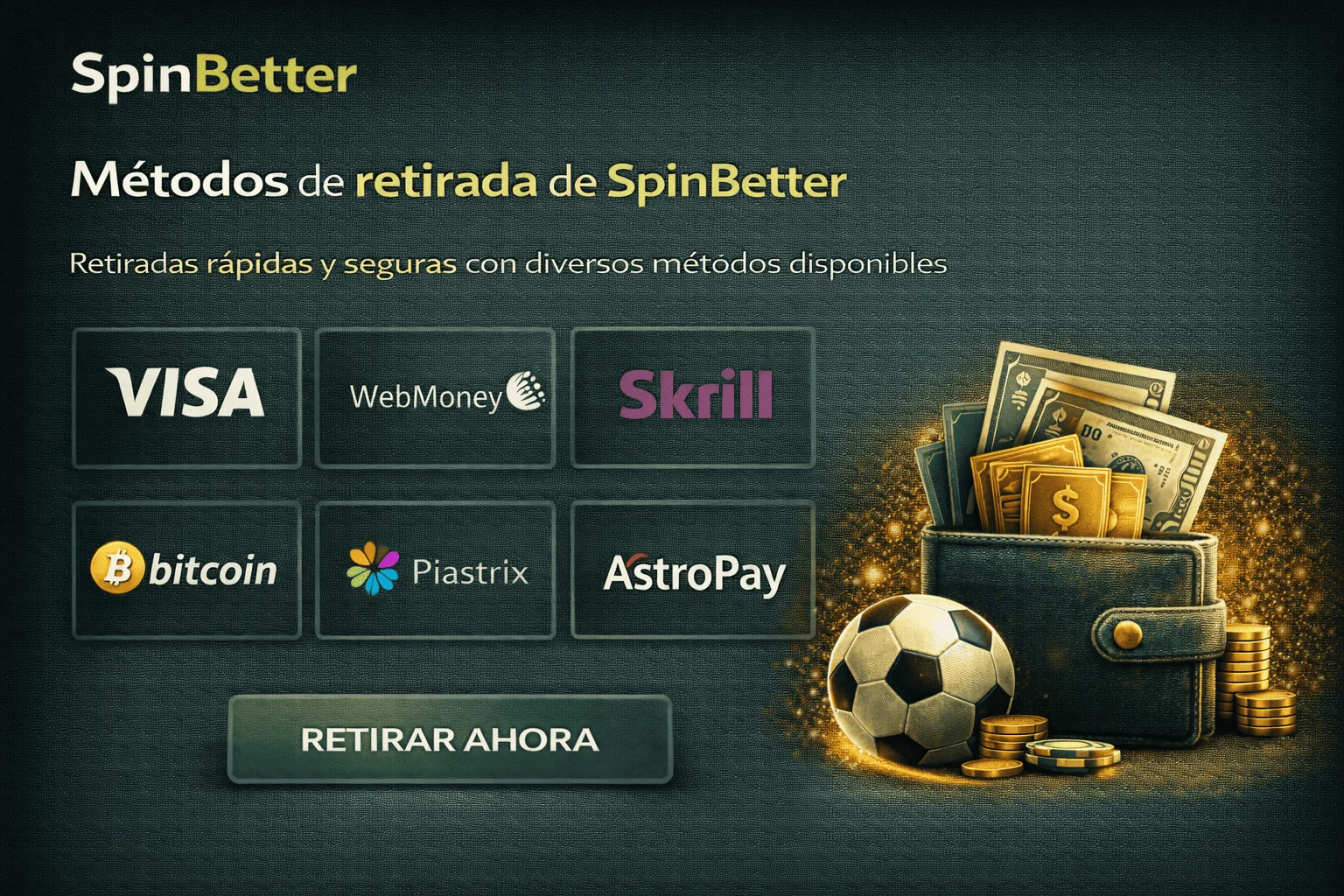 Métodos de retirada de SpinBetter