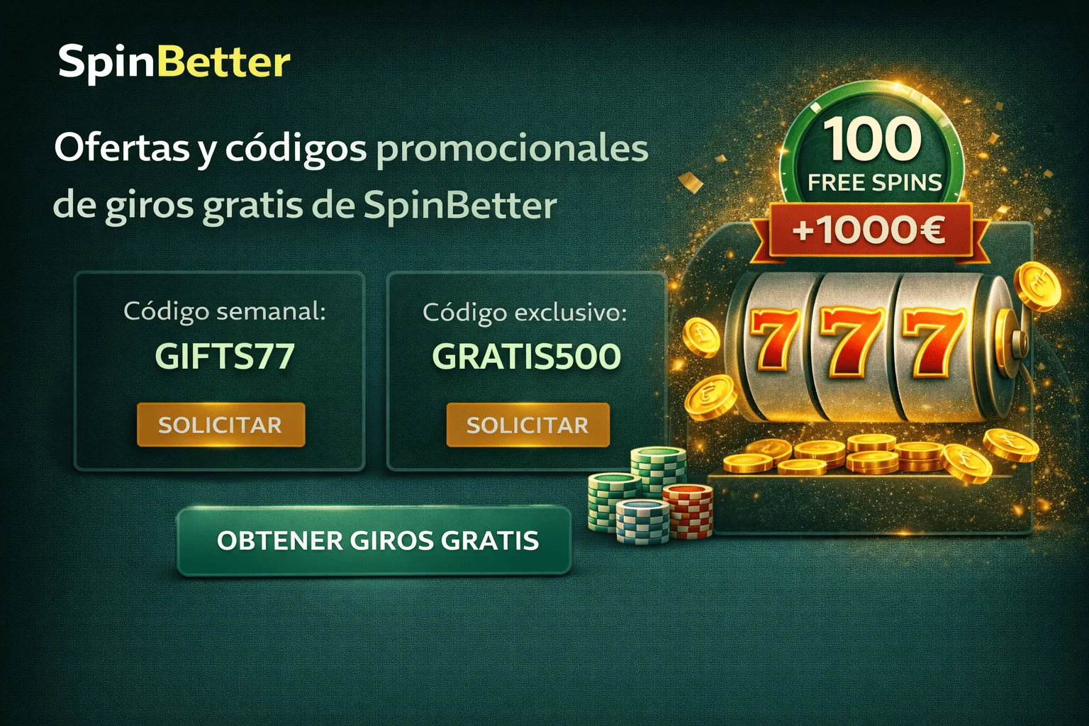 Ofertas y códigos promocionales de giros gratis de SpinBetter