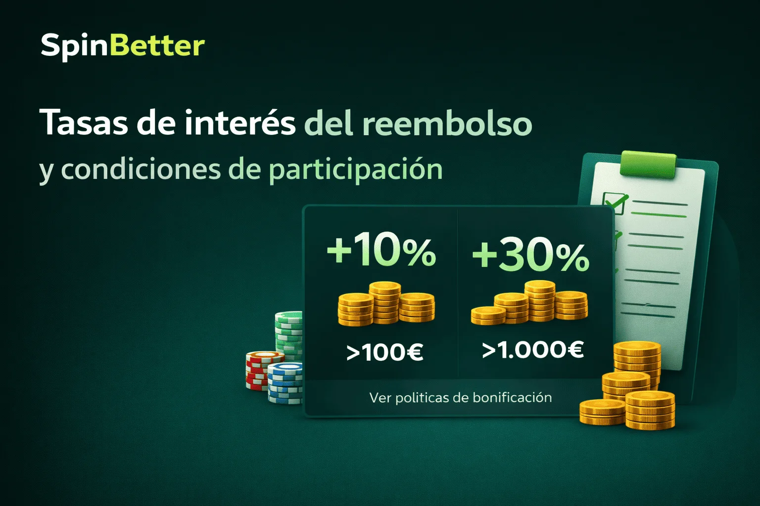 Tasas de interés del reembolso y condiciones de participación